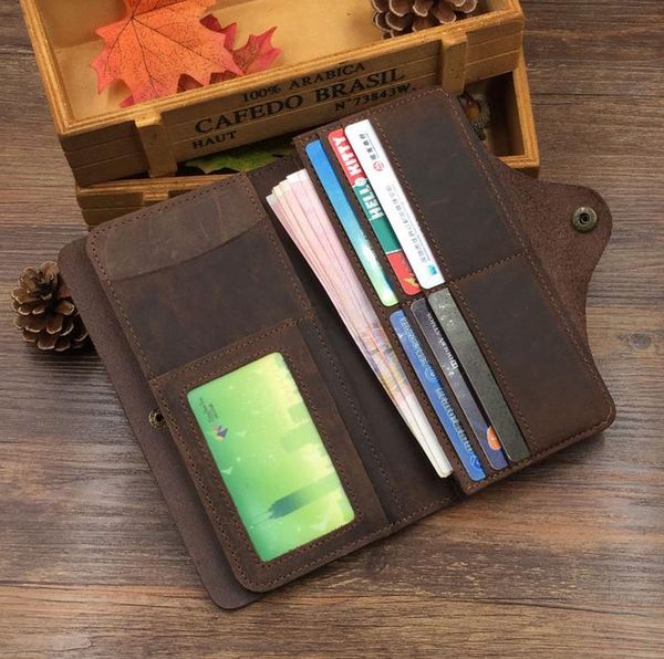 

vintage wallet brand style retro designer 100% genuine crazy horse cowhide leather mens coin purse wallet, Red;black