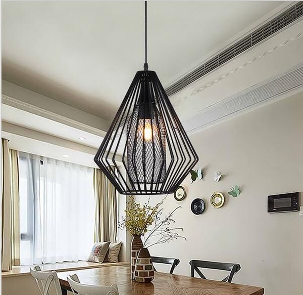 

Loft Industrial Pendant Light Vintage Iron Black Cage Hanging Light for Restaurant bar Foyer Dinning Room E27 Holder