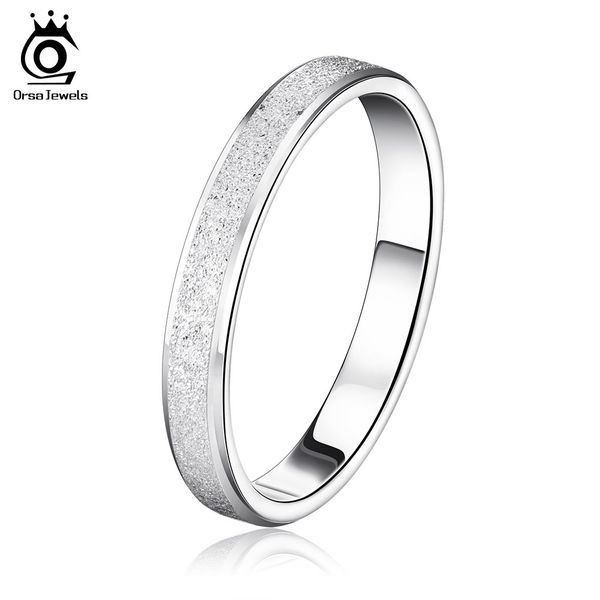 

ORSA JEWELS 2018 Fashion Lead & Nickel Free Silver Color Ring with Frosting Surface Elegant Couple Rings Style OR16