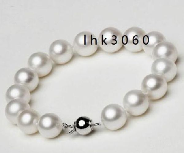 

11-12mm white natural south sea pearl bracelet 7.5-8" spherical buckle, Black