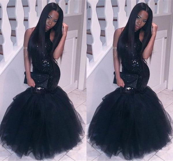 

сексуальная черная русалка платья выпускного вечера холтер блестками спинки тюль длина пола плюс размер вечернее платье арабский конкурс ba2, Black