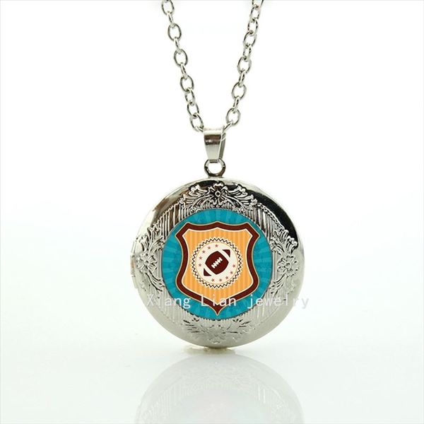 

Stylish cute cartoon locket necklace jewelry sport football rugby jewelry accessory gift for children and kids NF063