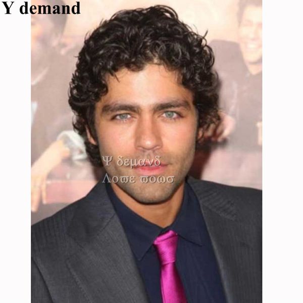 

men hair afro curl handsome wig synthetic wigs for men selling black color virgin brazilian hair none lace wholesale