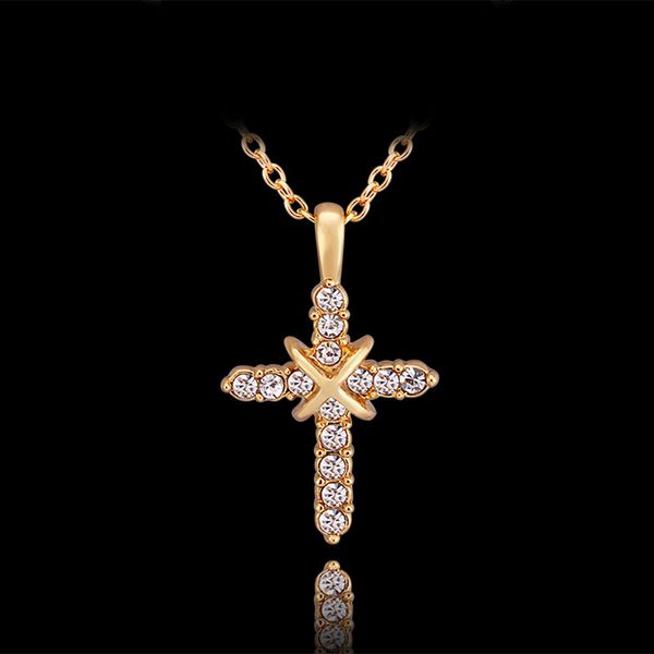 

Рождественский подарок новый 24 K желтое золото 18 K крест кулон ожерелья ювелирные