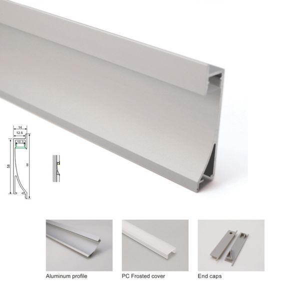 

10 x 1m sets/lot al6063 led strip mounting aluminum channel and anodized silver led profile housing for recessed wall lights
