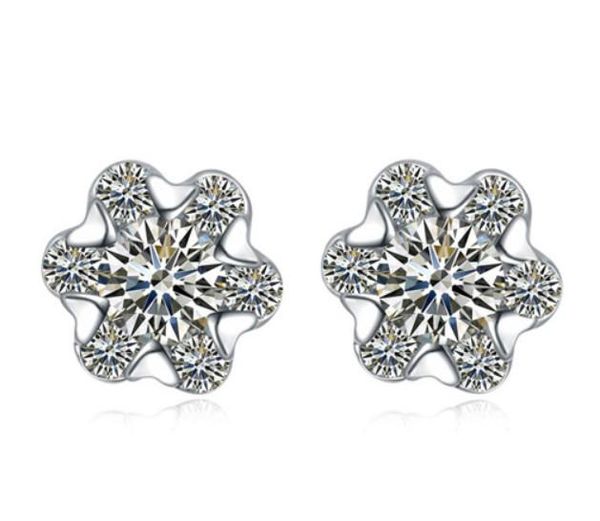 

earrings studs fashion women brief platinum plated zircon flowers stud earrings jewelry wholesale drop shipping ter036, Golden;silver