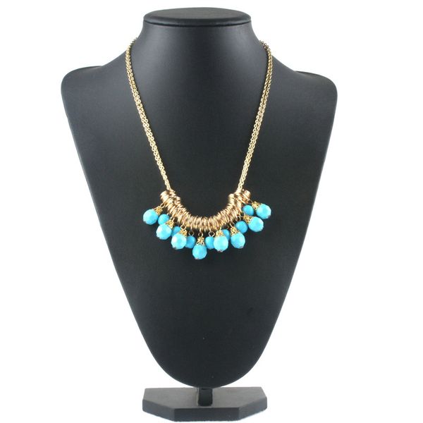 

new resin bead metal choker necklace women temperament short chain necklace of clavicle gold plated jewelry chokers, Golden;silver