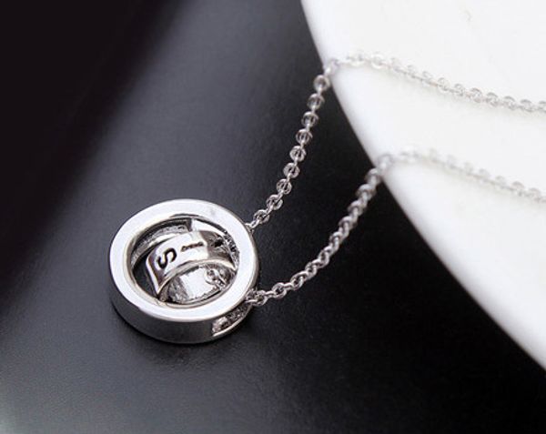 

necklaces for women fashion platinum plated 2 carved circles chokers clavicle chain necklaces, Golden;silver