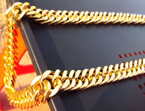 

MENS 14K YELLOW GOLD FILLED PLATED THICK MIAMI CUBAN LINK NECKLACE CHAIN Heavy