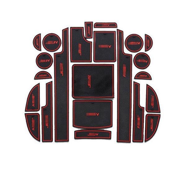 

23pcs non-slip rubber interior car door armrest storage panel mat cup holder slot pad cover sticker for dodge jcuv 2013-2015