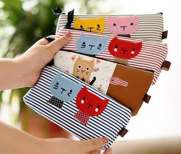 

cat mini pen case canvas cosmetic bag makeup brush case organizer