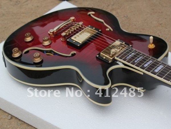 

wholesale red JAZZ Semi Hollow electric guitar mahogany body free shipping