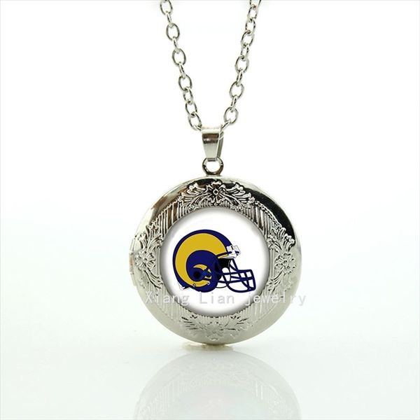 

Cool ball fan jewelry locket necklace St.Louis Rams team Newest mix 32 sport team helmet picture gift for men and boys NF054