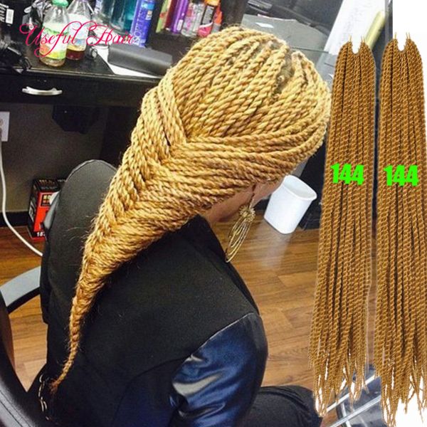 

blonde ombre 22" senegalese twist hair crochet braids 6pcs head hair extensions,kanekalon braiding for black women