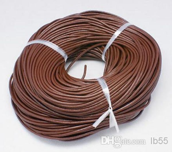 

wholesale 1.5mm coffee brown ng genuine round 100% cow real leather jewelry cord string for bracelet & necklace a62, White;red