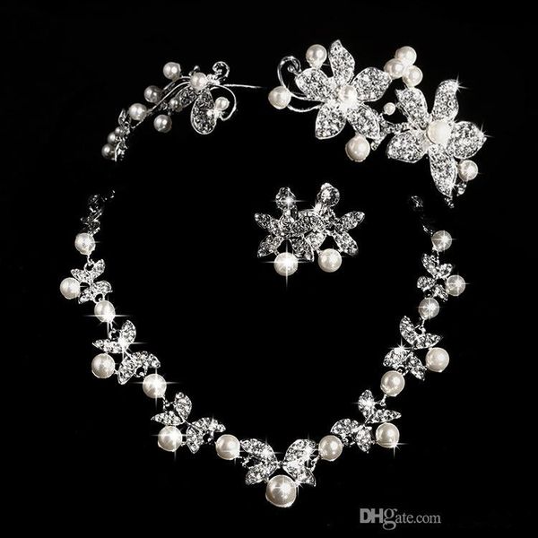 

Горячие стили 2016 дешевые жемчужное ожерелье и серьги набор с диадемы посеребренн