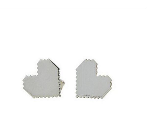 

18 k позолоченный Стад уха женская мода пиксель сердце серьги серебряные серьги по