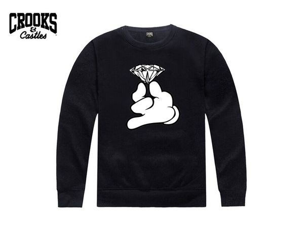 

s-5xl new fashion hip-hop autumn round collar fleece sweater crooks and castle fashion men's hoodies & sweatshi s - 5xl size, Black