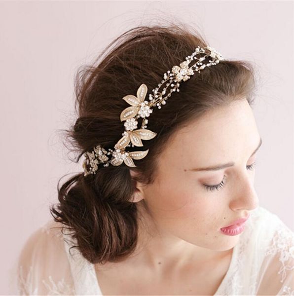 So Beautiful Gold Headwear For Wedding Embroidery Lace Flower