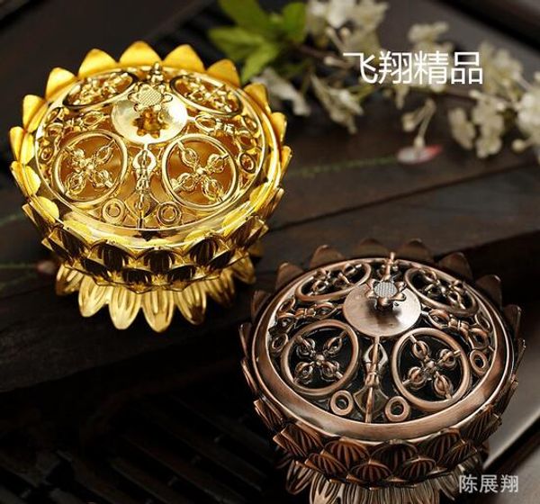 

new arrive copper lotus incense burner alloy mini tibetan incense burner sandalwood censer home decor
