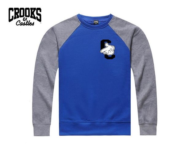 

new mens 05 section crooks and castles sweatshirt fashion male plus wool coat blank wholesale cotton neck s-5xl, Black