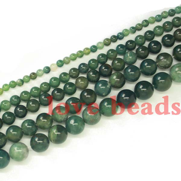 

wholesale natural aquatic plants agate stone round loose beads 4.6.8.10.12mm strand 15" -f00253 jewelry making, Black