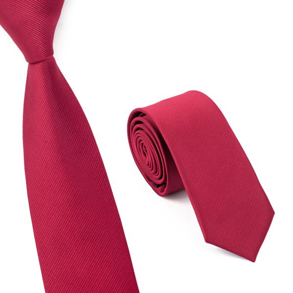 

mens red skinny tie 6cm width silk slim ties jacquard woven wedding business necktie solid color china red e-001, Blue;purple