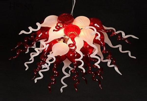 

ac led bulbs 110v/240v borosilicate professional red and white hand blown art glass chandelier