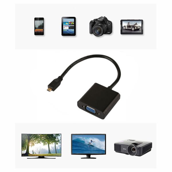 

1080P Micro HDMI мужчина к VGA женский видео кабель конвертер адаптер для портативных ПК ч
