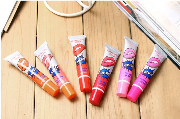 

romantic bear lip gloss 6 colors waterproof liquid lipsticks magic peel off mask tint long lasting lips makeup