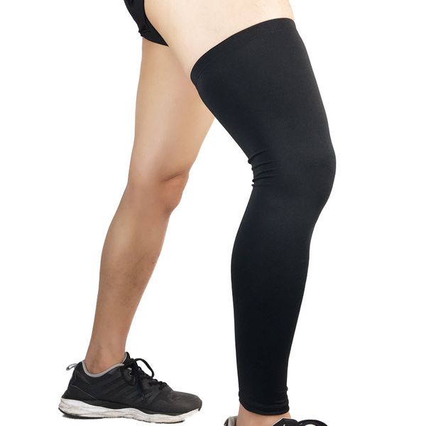 

wholesale- 1pcs men sport legwarmer outdoor sporting cycling hiking running soccer leg sleeve compression leggings sports safety, Black