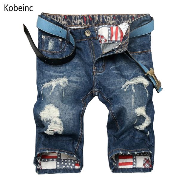 

wholesale-fashion beggar plus size hole shorts casual 28~38 men's shorts summer scratch men's denim shorts nostalgia classicial, White;black