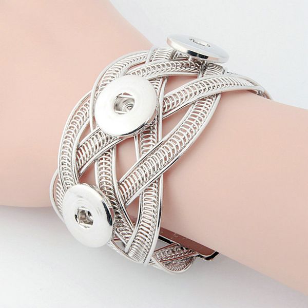

no.t6 snap bangles silver plated diy snap jewelry snap buttons, Golden;silver