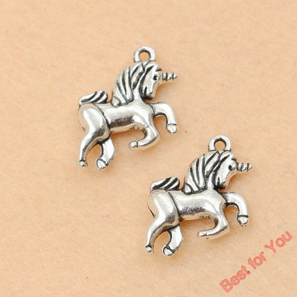 

50pcs antique silver tone unicorn horse charms pendants fashion jewelry diy jewelry findings handmade 17x15mm jewelry making, Bronze;silver