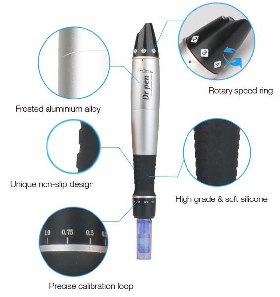 

auto electric derma pen stamp micro needle cartridges anti aging facial beauty dr.pen with 25,50,100 pins needle cartridge