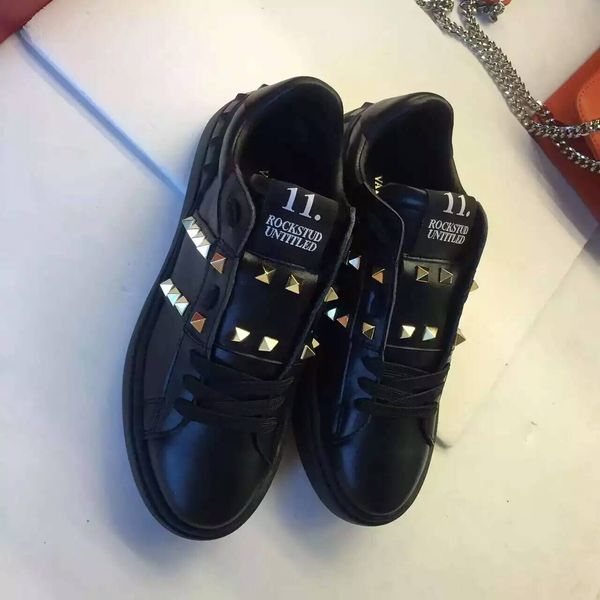 

fashion luxury designer u611 40/41/42/43/44/45/46 black white genuine leather stud sneakers shoes casual uniwomen men