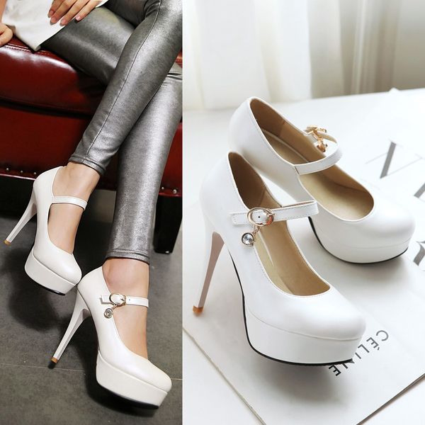

2016 new arrival fashion female stiletto noble party platform straps korean princess heel shoes 5 colors, Black
