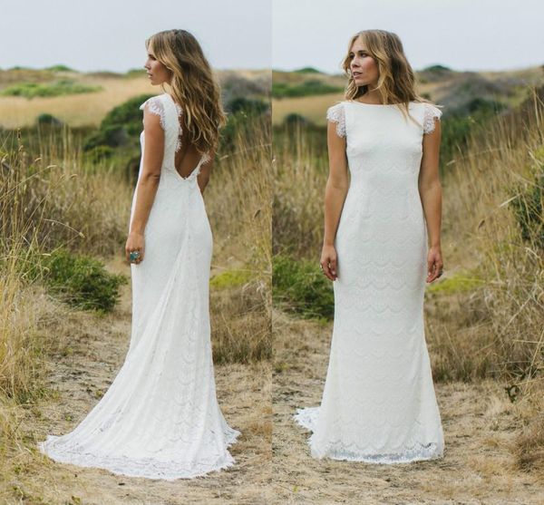 Beautiful Bohemian Backless Mermaid Wedding Dresses Lace Garden