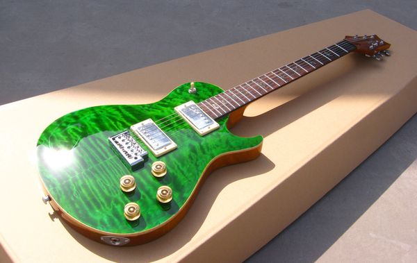 

oem guitar rps electric guitar see thru green quilt flame body top
