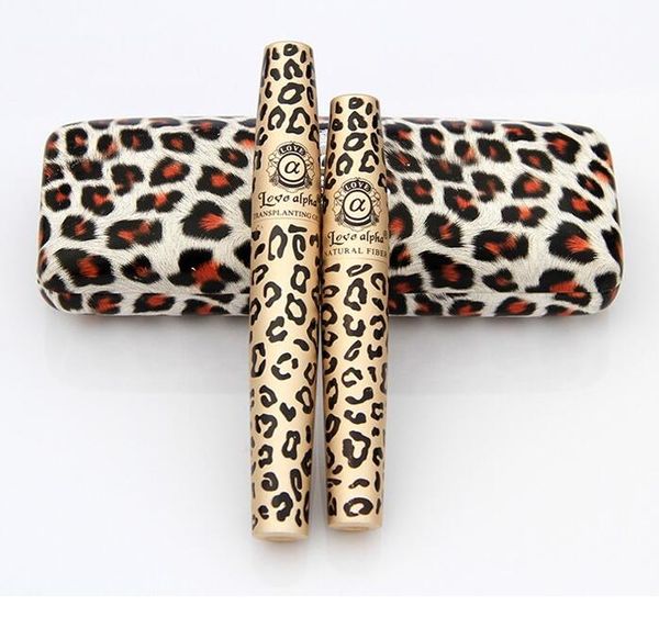 Amor Alpha Duplo Bonito Leopard Mascara Flawless Gel Transplante Conjunto de Maquiagem Curler Cílios À Prova D 'Água 3D Mascara DHL Livre