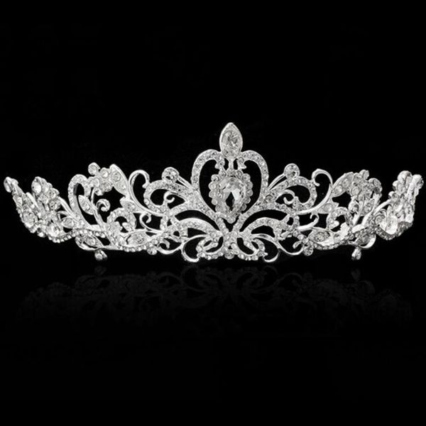 

bling silver crystals wedding tiaras beaded bridal crowns diamond jewelry rhinestone headband hair accessories pageant tiara