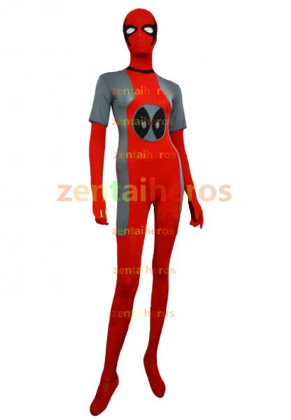

deadpool costume grey and red spandex lycra halloween cosplay party zentai suit, Black;red