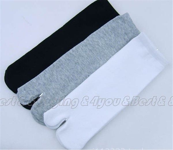 Wholesale-3 Pair/Bag Unisex Japanese Kimono Flip Flop Sandal Split Toe Tabi Socks Black Gray White (11609001)