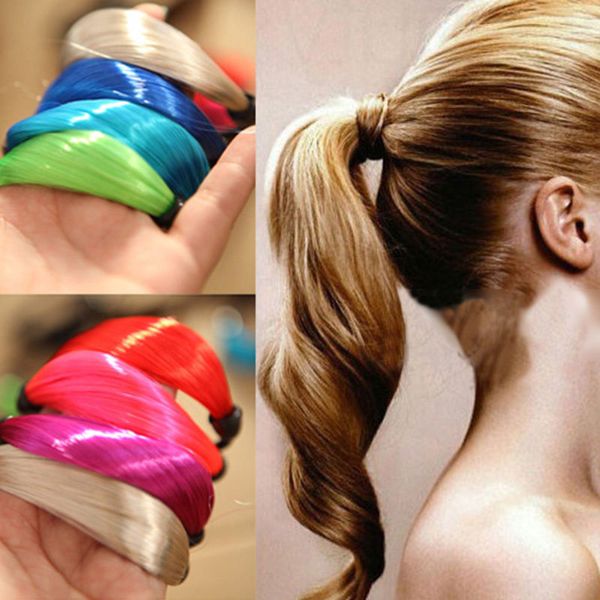 Nuova parrucca diritta da ragazza da donna Fascia elastica per capelli Corda Scrunchie Porta coda di cavallo # R58