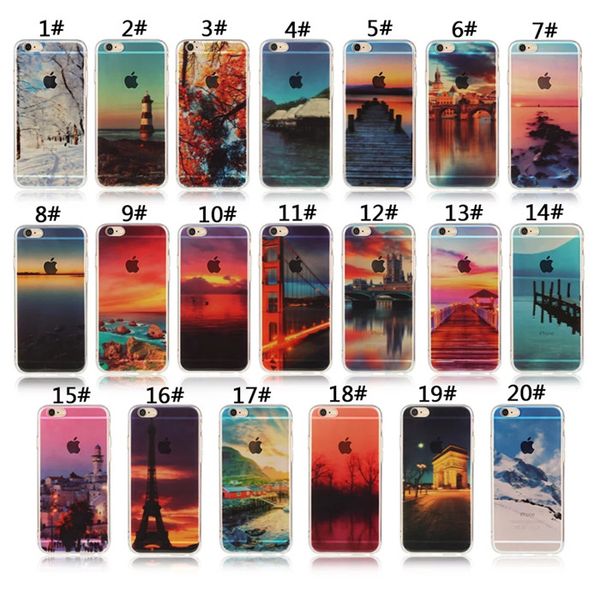 

clear back case tpu ultra-thin transparent scenery for iphone7 7 plus ing