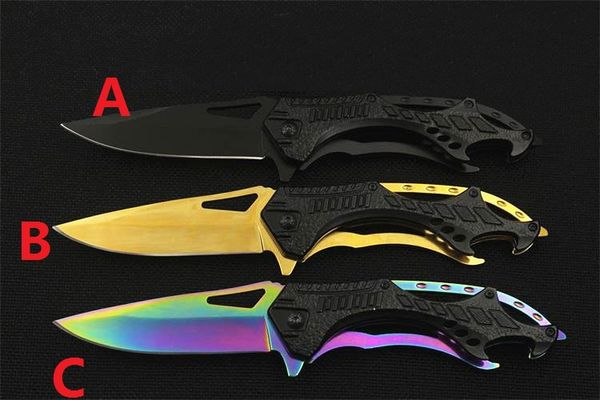 3styles coltello pieghevole di alta qualità coltello tascabile coltello da campeggio attrezzatura esterna coltelli più cool manico in alluminio scatola dei colori + borsa in nylon prezzo all'ingrosso