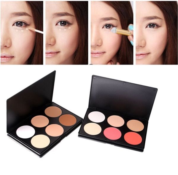 

6 color pressed powder correcter blusher palette highlight pro concealer nature long-lasting cosmetic makeup beauty tools