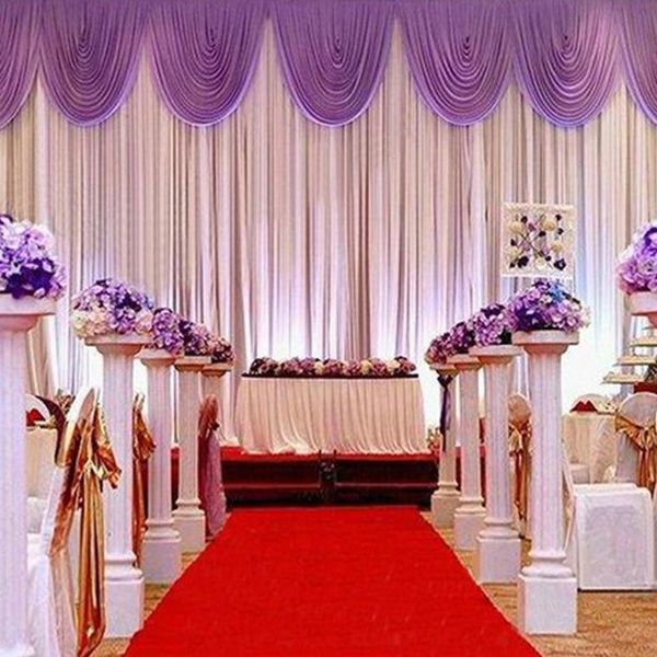 3m 6m White Ice Silk Wedding Backdrop Curtain With Swags Wedding