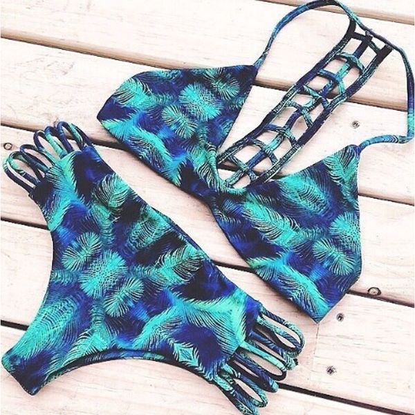 

2019 new arrival promotion women boho print spandex swimsuit bikini strap swimwear direct selling ft1613, White;black