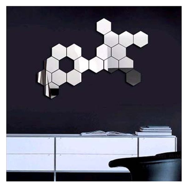 3d Modern Mirror Geometric Hexagon Acrylic Wall Sticker Art Diy Mirrors Home Living Room Decoration Canada 2019 From Qwonly Cad